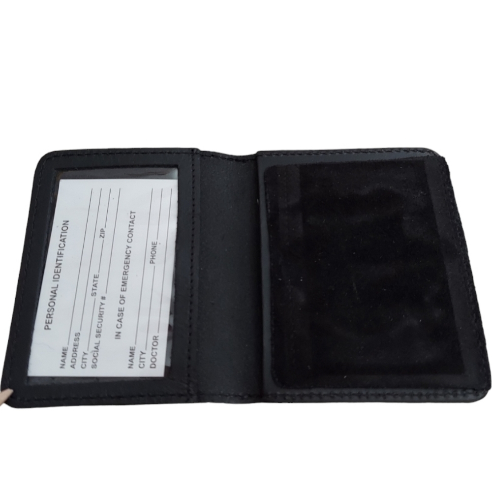 Duty Badge Holder / case. Genuine black leather .